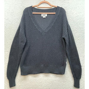 PINK Sweater Womens Extra Small Gray Knit VS Pullover V Neck Minimalist Classic